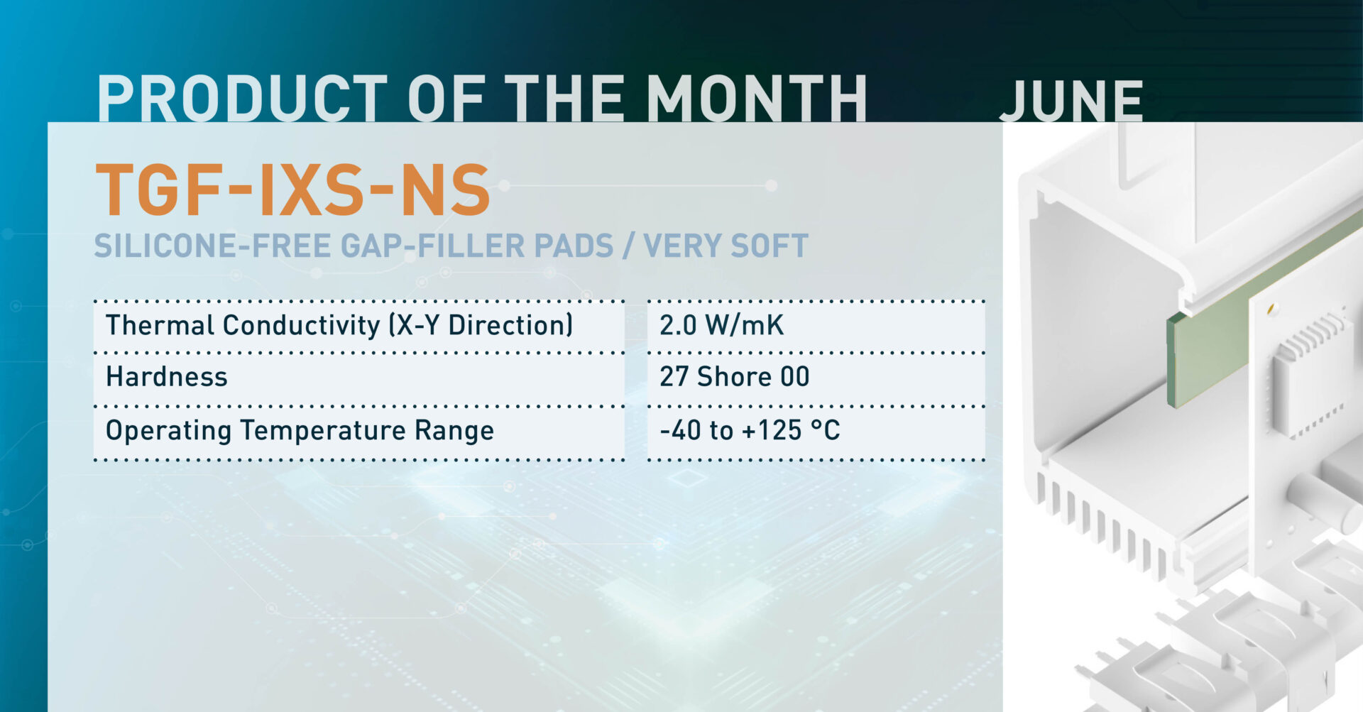 TGF-IXS-NS SILICONE-FREE GAP-FILLER PADS / VERY SOFT